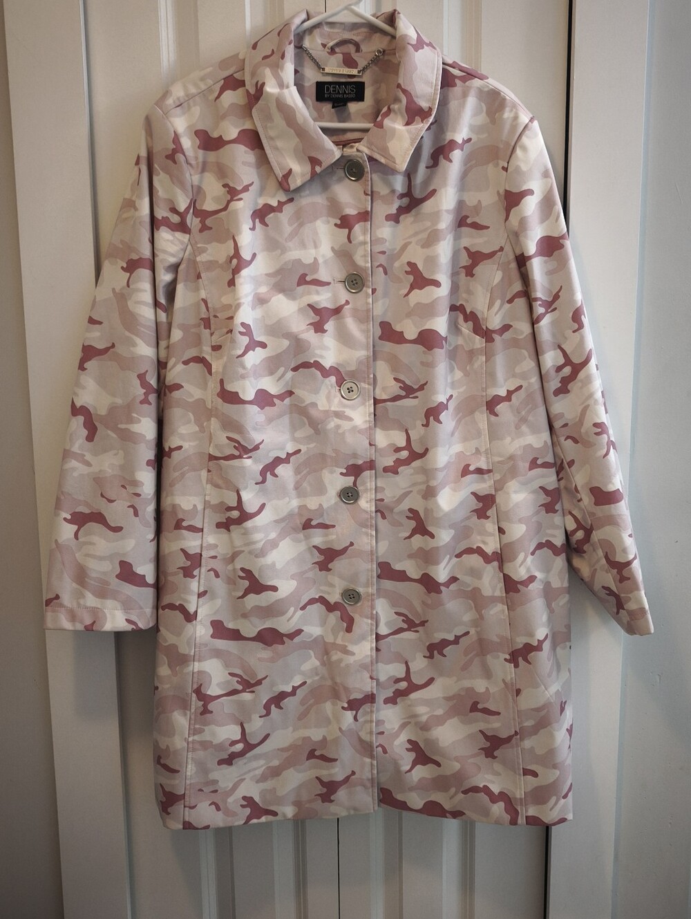 NWOT Dennis Basso Pink Camo Trench Coat Jacket Plus Size 2X Camouflage
